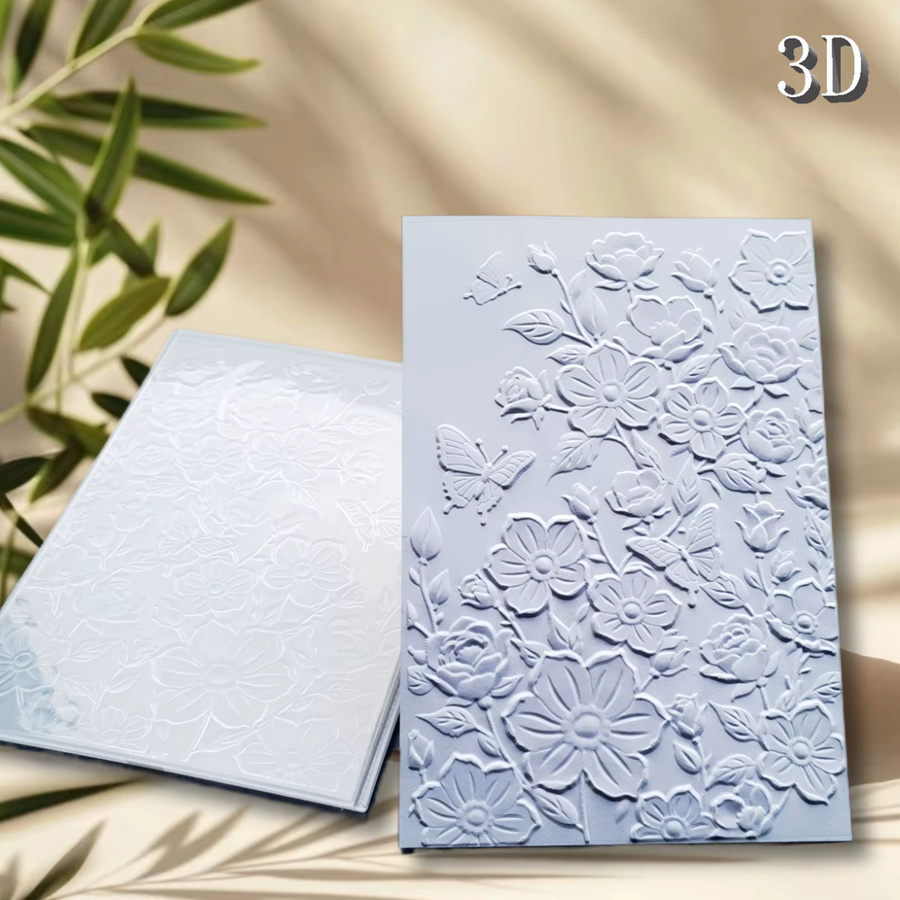 Ordner mit 3D-Reliefprägung für DIY-Sammelalben und Kartenherstellung mit Blumen- und Schmetterlingsmuster aus Kunststoff - Bild 4