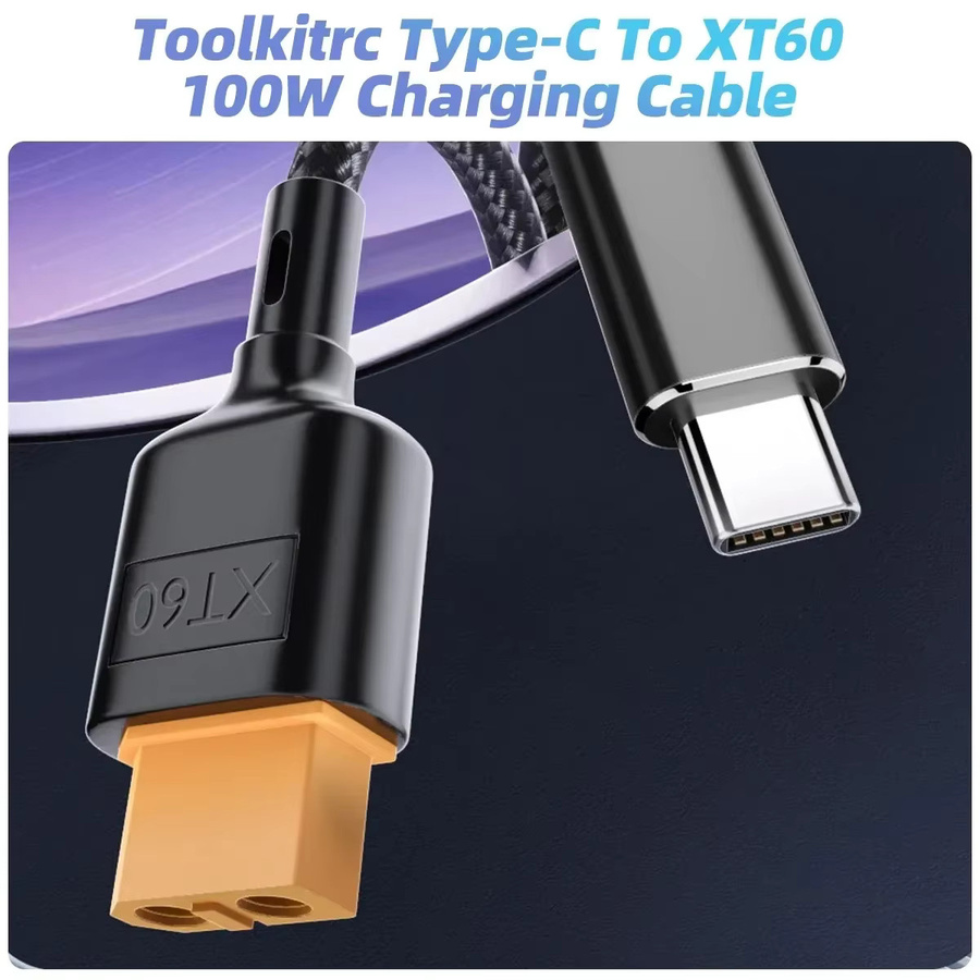 Toolkitrc USB C auf XT60 Konverter Ladekabel 100W PD Typ-C zu XT60 für Luftfahrt und Automodelle in Schwarz - Bild 3