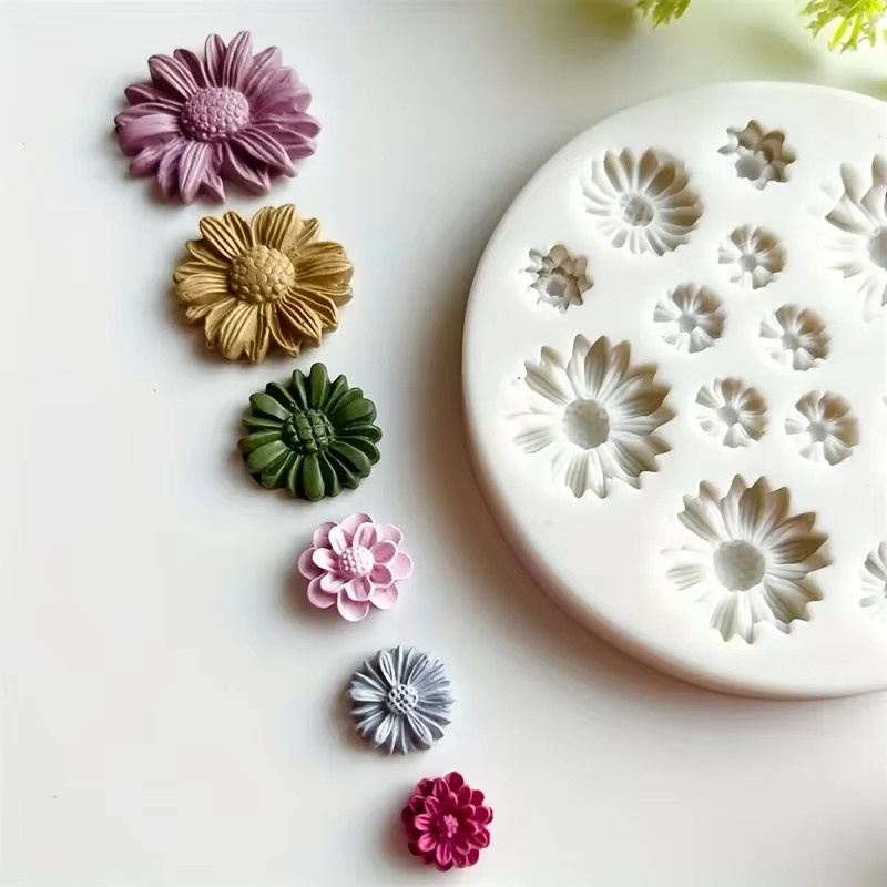 Silikonform Blumenstrauß für DIY Dekoration aus Schokolade, Zucker, Harz oder Kerzen in Grau und Weiß - Bild 2