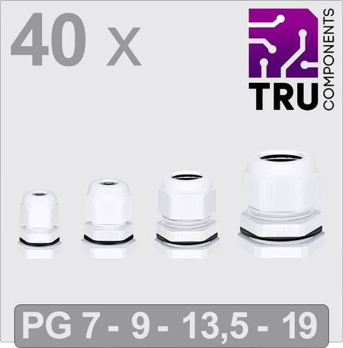 TRU COMPONENTS Kabelverschraubung aus Polyamid in Weiß, 40 Stück, TC-13448628 - Bild 1
