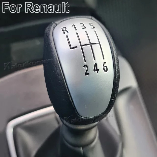 Schaltknauf aus Leder für Renault Laguna MK3 (2007-2014), 6-Gang, Farbe: Schwarz - Bild 1