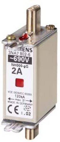 Siemens Sicherungseinsatz 3NA78076, Größe 0, 20A, 690V, 3er-Pack, Farben: Rot, Weiß, Silber - Bild 1