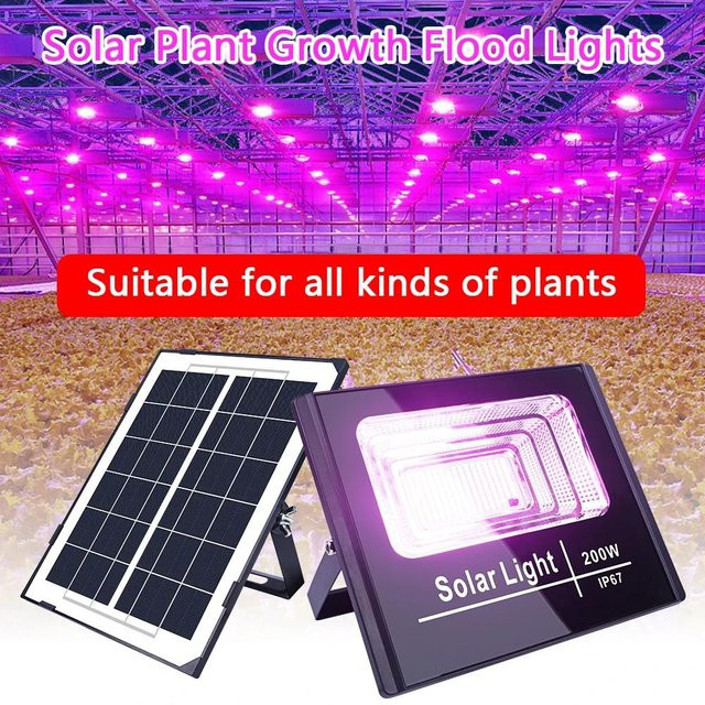 Solar-LED-Pflanzenlampe 35W mit Vollspektrum-Wachstumslicht, wasserdichtes Flutlicht für Hydrokultur und Aussaat, schwarz, mit Fernbedienung und Dimmfunktion - Bild 1
