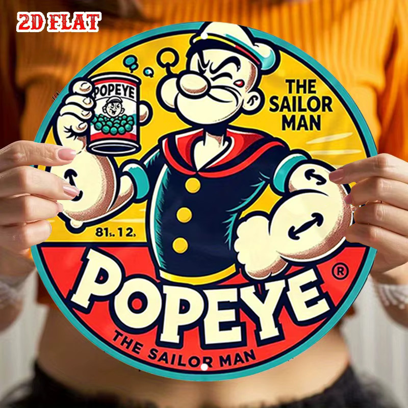 Potdemiel Retro Popeye Animationsschild aus Metall, rund, multicolour, Durchmesser: 19,99 cm - Bild 6
