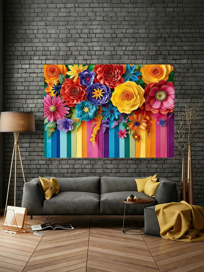 OURFETE Mexikanischer Partyhintergrund mit Papierblumen und Streifen für Fiesta Cinco De Mayo oder Geburtstagsdekoration, Mehrfarbig - Bild 3