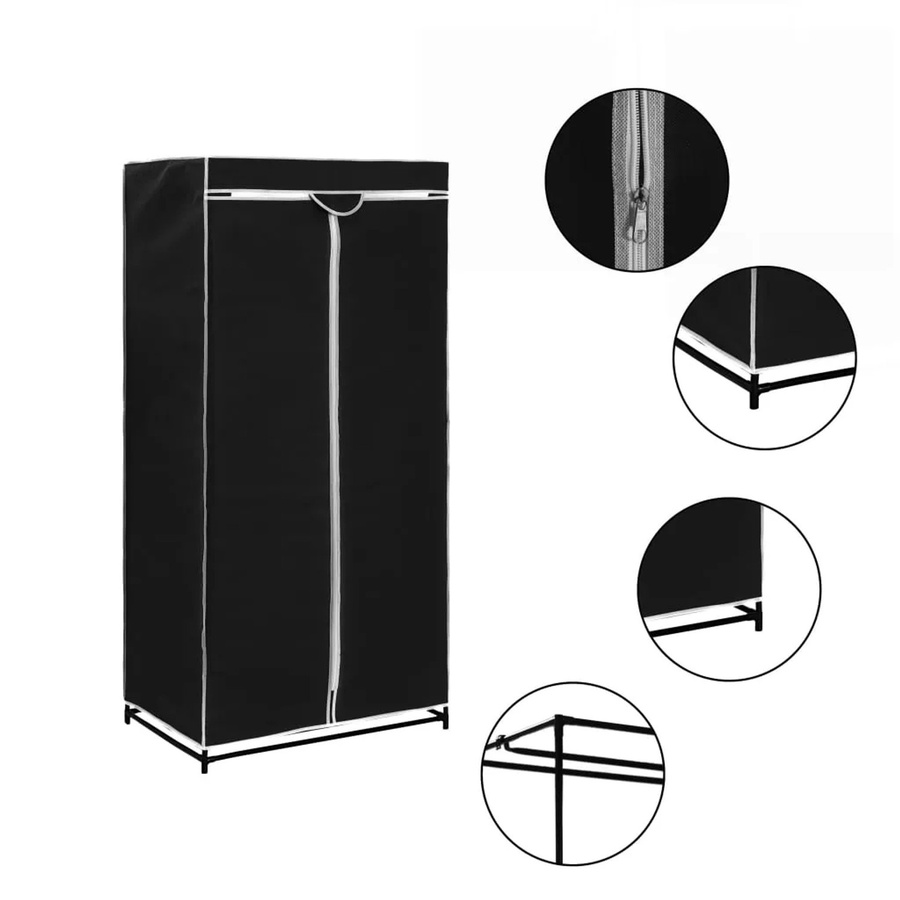vidaXL Kleiderschrank-Set 2 Stück Schwarz B/T/H: 75 x 50 x 160 cm - Bild 2