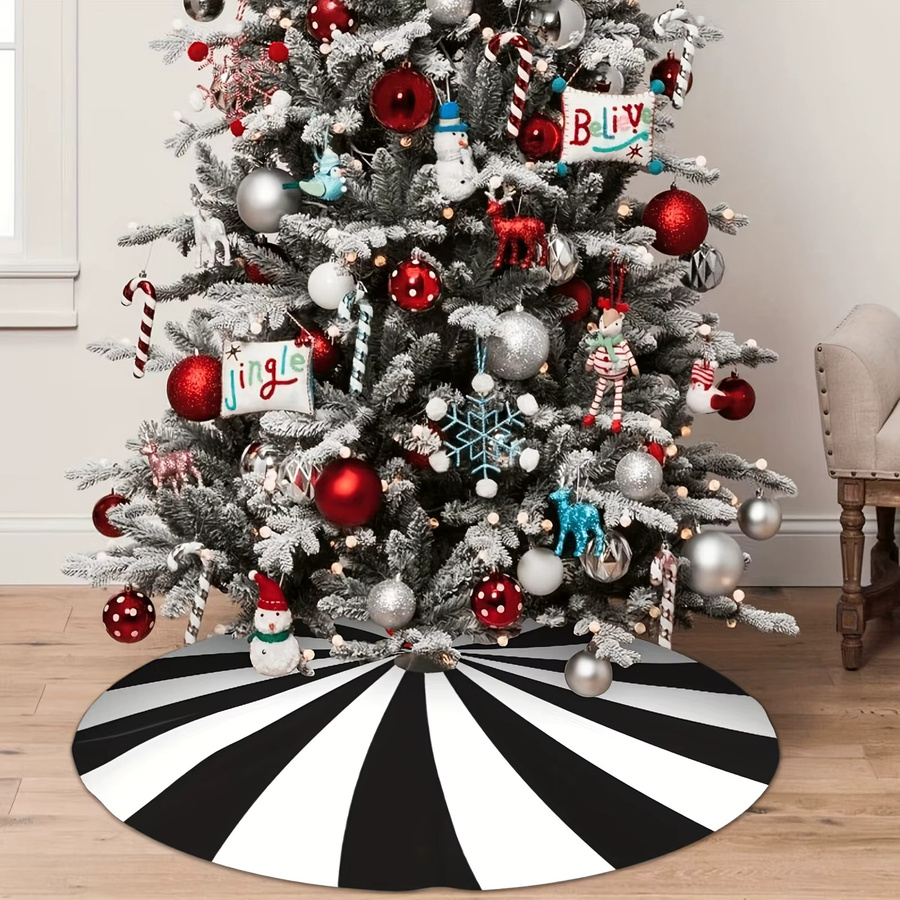 VIKAMA Weihnachtsbaum-Kleid in Schwarz-Weiß mit geometrischem Streifenmuster zur festlichen Heimdekoration - Bild 4