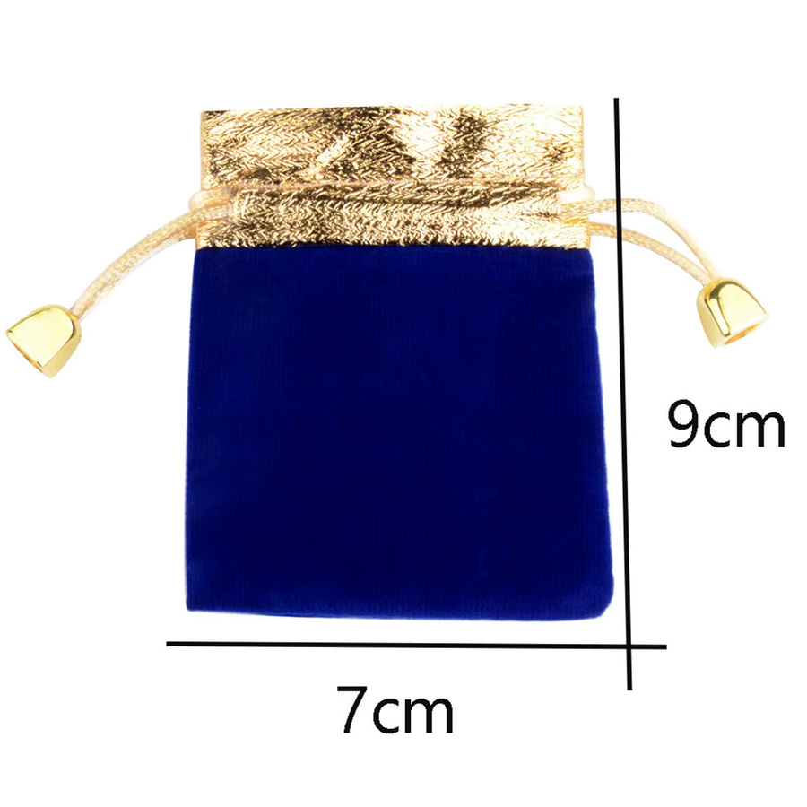 25 Stück Samtbeutel mit Kordelzug und goldfarbenem Rand für Schmuck und Geschenke in verschiedenen Größen, Blau und Gold - Bild 6