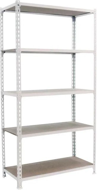 PROREGAL Schwerlastregal Muli mit 5 verstellbaren Fachböden aus Metall in Weiß, H x B x T: 180 x 90 x 40 cm - Bild 1