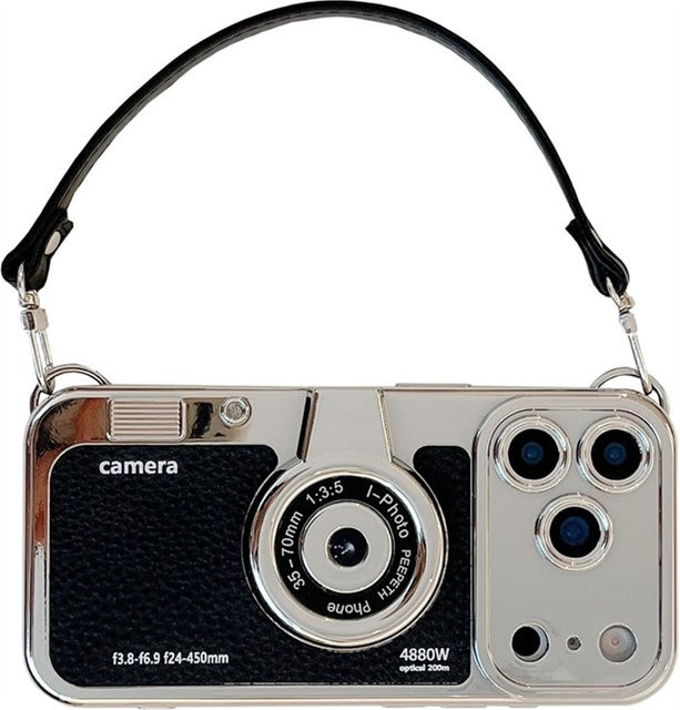 Vintage Kamera Leder Handyhülle mit Handschlaufe für iPhone in Pink von newteneight - Bild 1