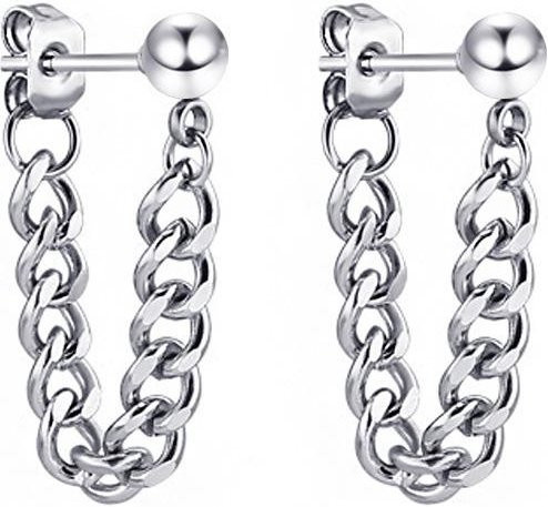 YULIN Creolen Ohrringe Edelstahl, Kreuz Anhänger, Quaste, Unisex, gray - Bild 1