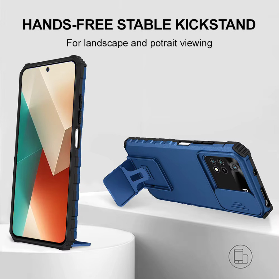 Stoßfeste Schutzhülle mit Kamera-Schutz und Ständer für Xiaomi 15 Pro 14 Pro 13 Pro in Schwarz oder Blau - Bild 2