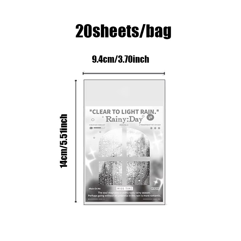 Mr. Paper PET-Aufkleber Regnerische Outdoor-Landschaft, 20 Blatt pro Beutel - Bild 4