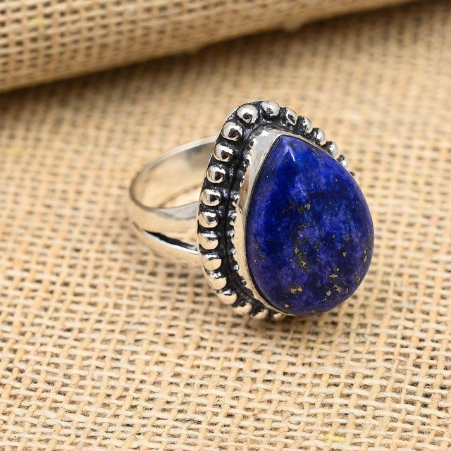 Copperie Ring 925 Sterlingsilber, Lapislazuli-Edelstein, Damen, Größe 12 - Bild 1