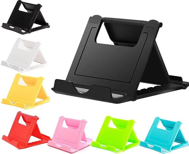 KAFNHCKA Faltbarer Desktop-Halter für Handy und Tablet in Weiß, Verstellbarer Tragbarer Ständer für iPad, iPhone, Xiaomi und Huawei - Bild 1