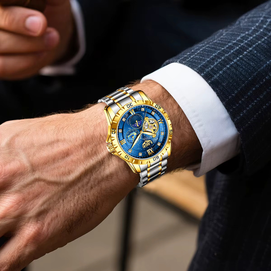 LIGE Armbanduhr Edelstahl, Automatik, Blau, Herren - Bild 5