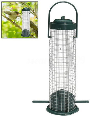 CosyHome Kunststoff-Vogelfutterstation mit Drahtgitter in Weiß