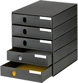 styro Schubladenbox Styroval Pro mit 5 Schubladen, geschlossen, Farbe: Schwarz, B/T/H: 24,3 x 33,5 x 32,3 cm - Bild 1