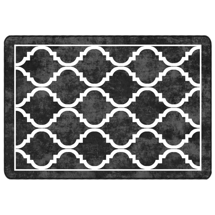 vidaXL Teppich aus Samt Polyester in Schwarz und Weiß, rutschfest und waschbar, B: 120 cm, L: 180 cm - Bild 2
