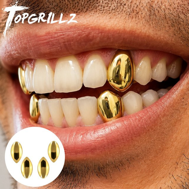 TOPGRILLZ Schmuckset, vergoldetes Kupfer, Vampir-Zahn-Grillz, Unisex - Bild 1