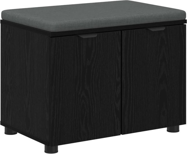 vidaXL Flurbank mit Kissen und Schuhregal in Schwarzer Eiche, B/T/H: 60 x 38 x 46 cm - Bild 1