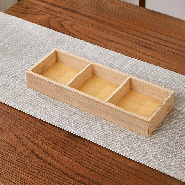Yiran Furniture Hotpot Speiseteller Set aus Bambus und Holz mit Neun-Fächer-Tablett und Schüsseln, beige - Bild 1