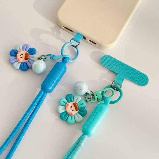 ZHANZHI Handy-Lanyard mit Cartoon-Sonnenblumen-Design als verstellbares Crossbody-Umhängeband in Pink - Bild 1