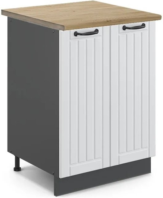 Vicco Küchenunterschrank Fame-Line Landhausstil in Weiß und Anthrazit mit Eichenoptik, B/T/H: 60 x 60 x 82 cm - Bild 1