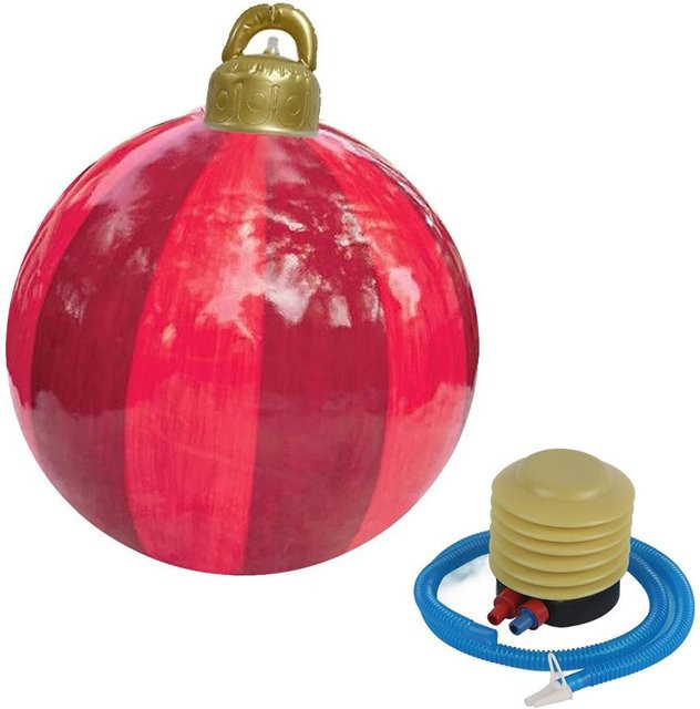 Aufblasbare rote Weihnachtskugel mit Streifenmuster von DIYelecs für Innen und Außen, Durchmesser: 60 cm - Bild 1