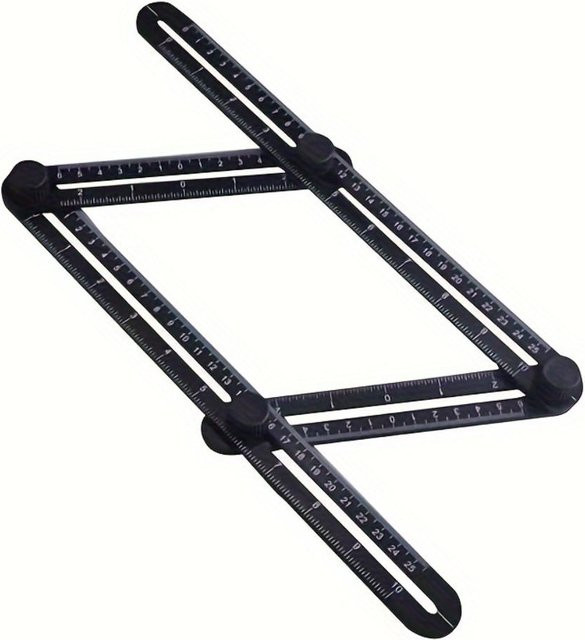 Ventora 4-in-1 Faltlineal in Schwarz mit Doppel-Skala für Zoll und Zentimeter zum Messen von Winkeln und Kanten aus Kunststoff - Bild 1