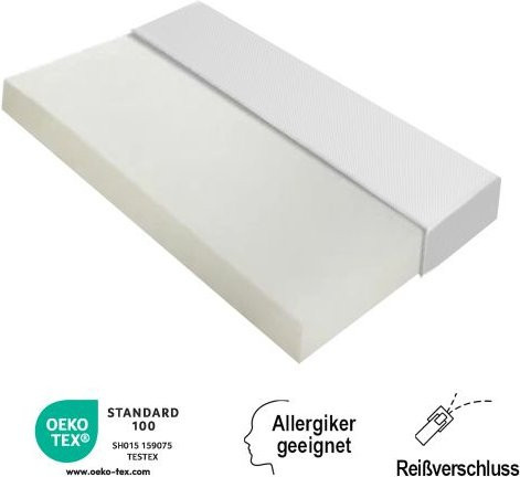 MUVOE Matratze aus Comfort Foam in Weiß, Härtegrad H3, atmungsaktiv mit Anti-Rutsch-Bezug und Griffen, B/T: 90 x 200 cm - Bild 1