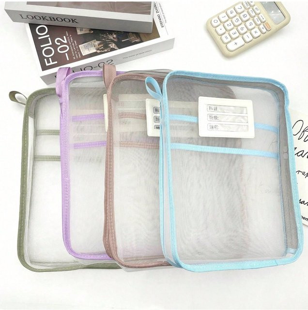 Transparente Akten-Organizer-Tasche mit Reißverschluss in Blau für Dokumente und Bücher - Bild 1