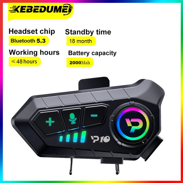 Kebidumei Motorradhelm Bluetooth Headset in Schwarz mit IPX6 Wasserdichtigkeit und Rauschunterdrückung - Bild 1