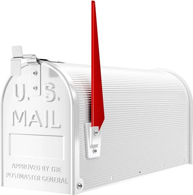 Wiltec US Briefkasten im amerikanischen Stil mit Flagge aus Stahl, Weiß, B/H/T: 15,0 x 51,3 x 22,3 cm - Bild 1