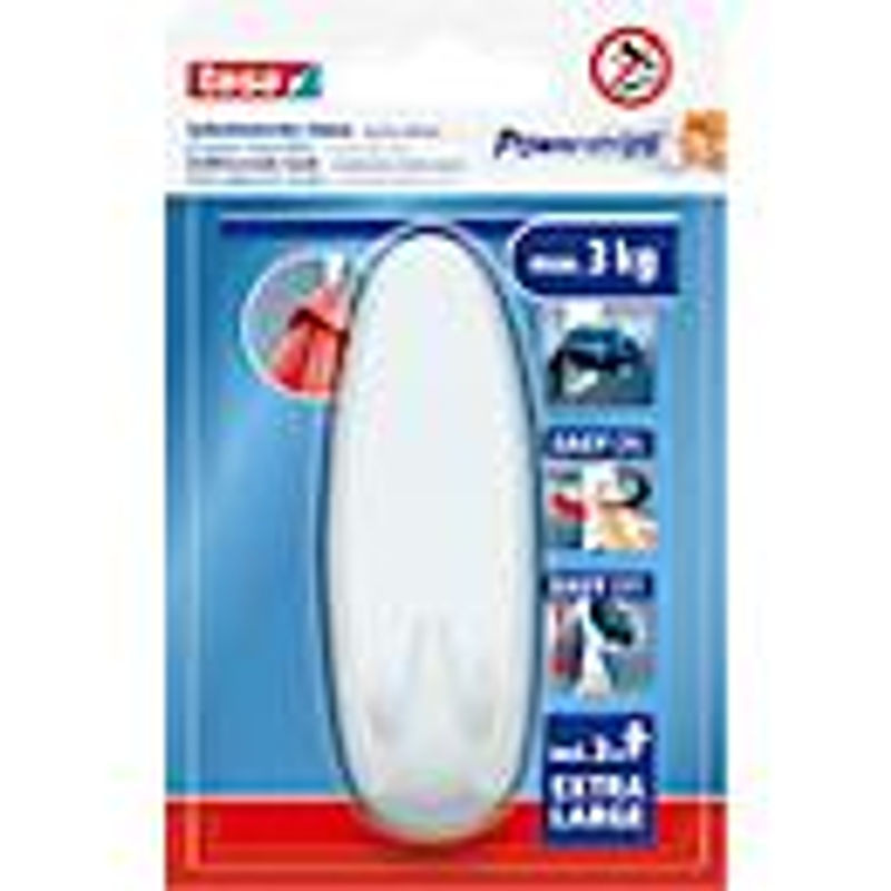 tesa Klebehaken Extra Large selbstklebend weiß oval mit 3 kg Haltekraft - Bild 2
