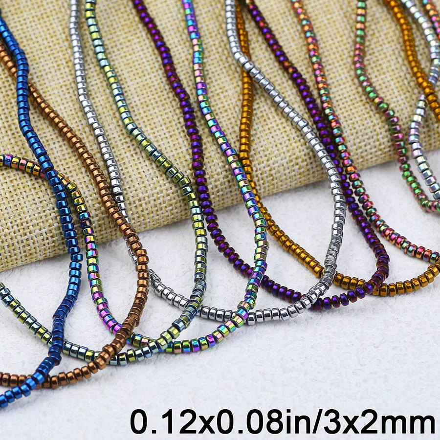 JHNBY Hämatit Perlen, Mehrfarbig, Naturstein, 3x2mm - Bild 2