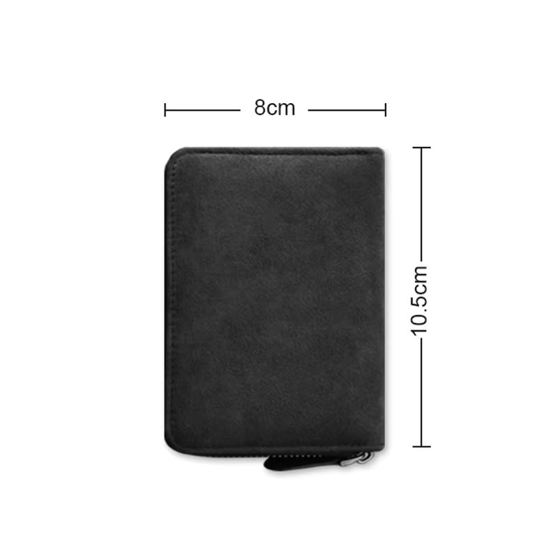 YMW Luxus Kartenhalter aus Alcantara und Kunstleder für Damen und Herren, Schwarz, Dünne Zipper-Brieftasche - Bild 2