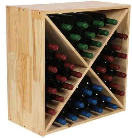 PROREGAL Modulares Weinregal Vincellar aus massivem Kiefernholz in Braun, H x B x T: 60 x 60 x 30 cm, Platz für 40 Flaschen