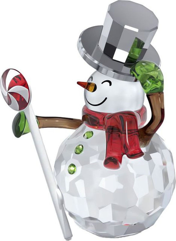Swarovski Kristallfigur Dulcis Schneemann 5655434 in Weiß, Rot und Grün als Weihnachtsdekoration aus Glas - Bild 1