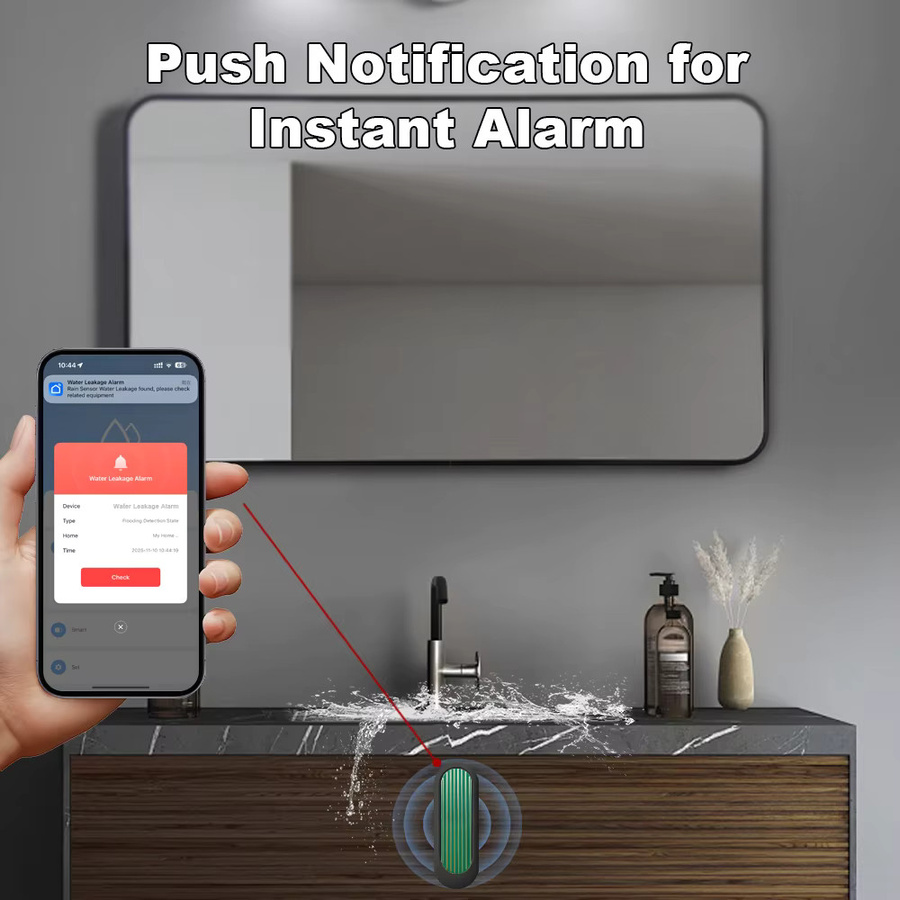 ONENUO Regensensor für Außenbereich mit WiFi oder Zigbee, Tuya IP65 wasserdichter Wasserlecksensor zur Echtzeit-APP-Überwachung, erhältlich in Schwarz oder Weiß - Bild 3