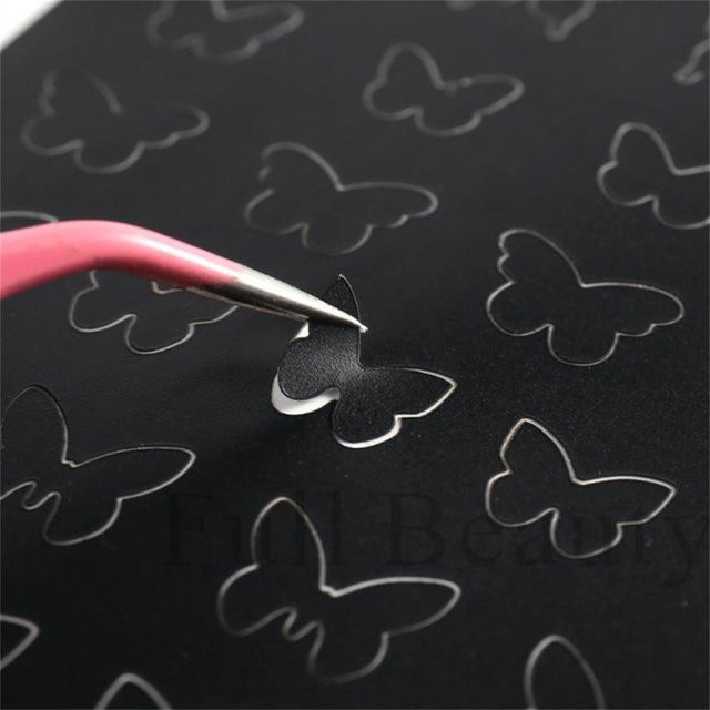NAILFYOU Nail Art Aufkleber, Herz Schmetterling Streifen Linie, 2 Stück - Bild 1