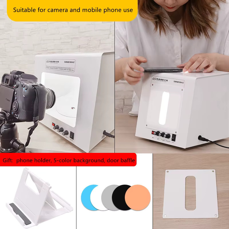 SANOTO Mini Foto Studio Fotografie Licht Box mit Softbox und dimmbarer rotierender Platte in Weiß für Schmuckfotografie und Video 3D Scannen - Bild 4