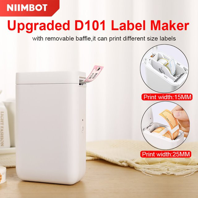 Niimbot D101 Thermo-Etikettendrucker in Weiß, kabelloser Taschen-Barcode-Maker für Büro und Zuhause, tintenloser mobiler Aufkleberdrucker - Bild 1