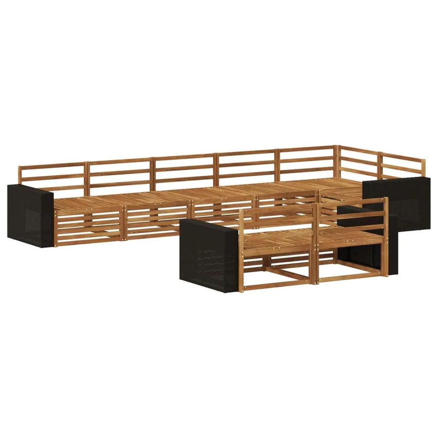 vidaXL Outdoor-Sofagarnitur aus Akazienholz in Braun, 8-teiliges L-Shape Set mit Mittelsofas, Ecksofa und Armlehnen - Bild 2