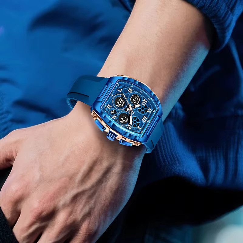 FOXBOX Chronograph, Digitaluhr, Silikon, Schwarz, Herren - Bild 5