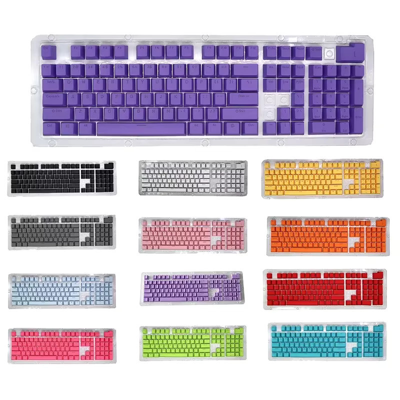 Oeny 104 Stück Double-Shot Keycap Set für mechanische Tastaturen, OEM Profil, transluzent, Schwarz/Multicolor, ABS Material - Bild 1
