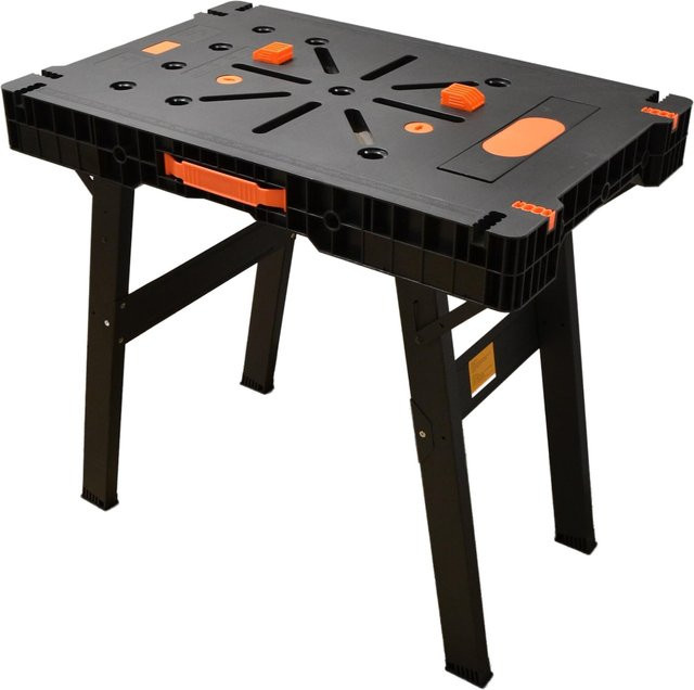 HC Tools Multifunktionstisch WS 31 in Schwarz mit Schraubstock und Steckdosenleiste, klappbar, B/T/H: 90 x 80 x 45 cm - Bild 1