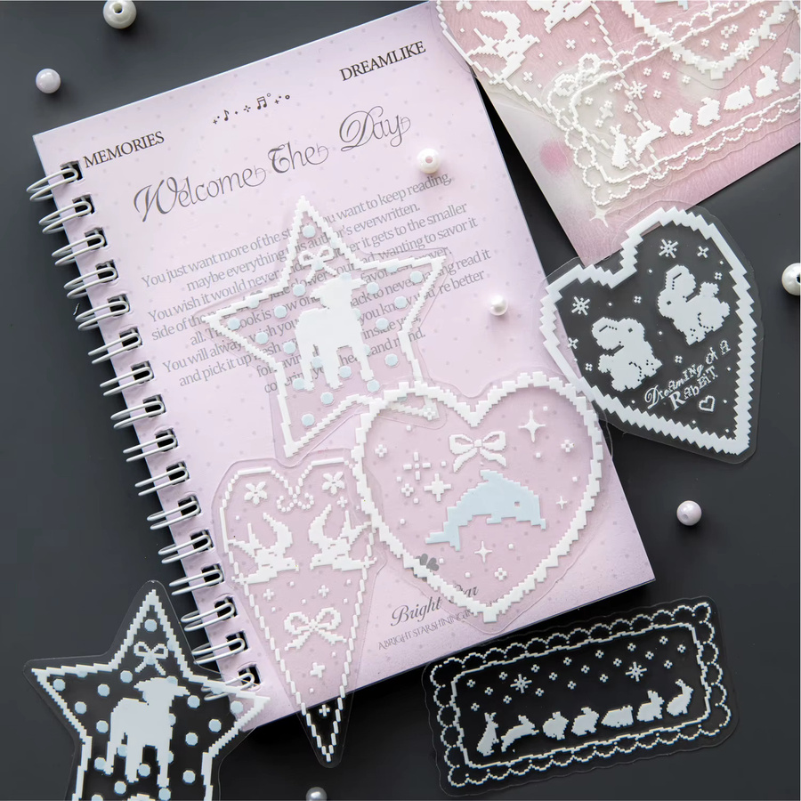 5er Pack Bean Collar Lace Serie Spitzen-Transferaufkleber in Weiß für DIY Tagebuch, Scrapbook und Junk Journal Deko-Zubehör - Bild 3