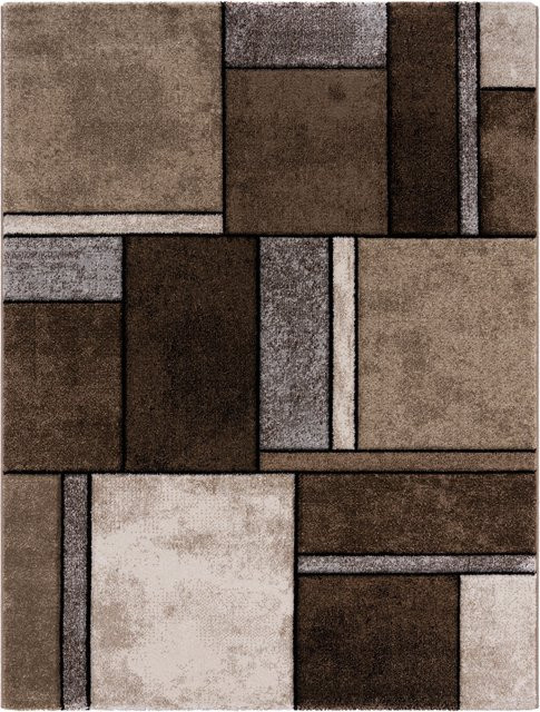 Moderner Teppich Bravo in Braun mit Hoch-Tief-Effekt, B/T: 240 x 330 cm - Bild 1