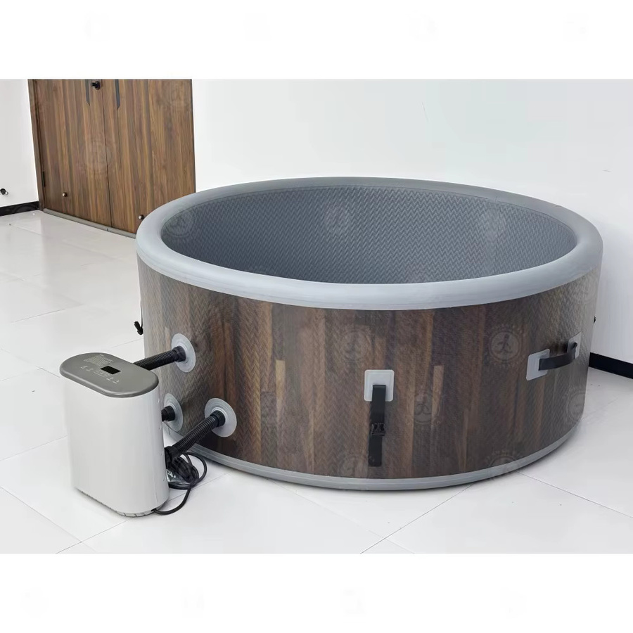 Ejia Aufblasbarer Whirlpool für 6 Personen, runder Spa-Whirlpool mit Luftblasen für Outdoor und Indoor in Grau oder Braun - Bild 2